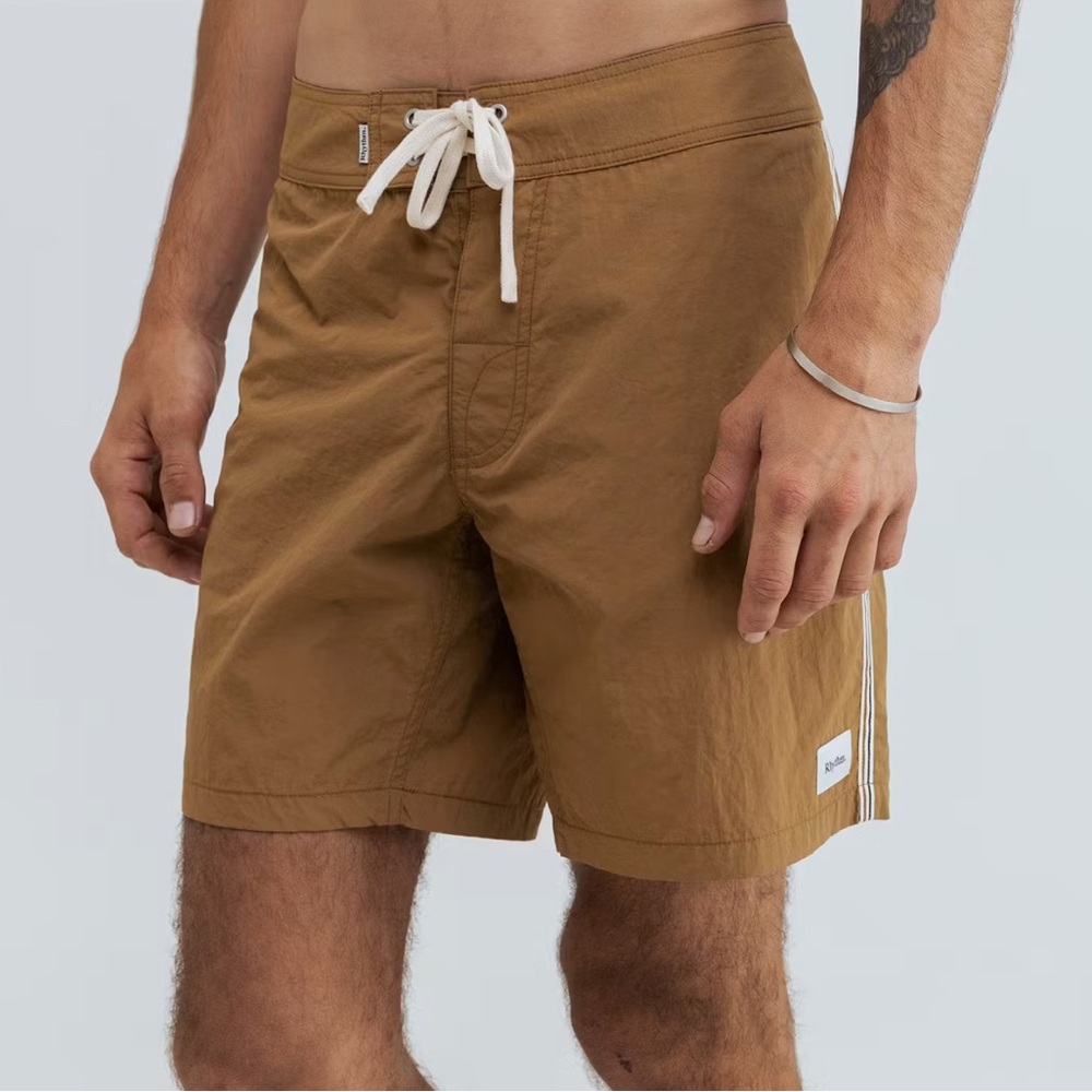 Rhythm Heritage inspired Brown Mens Swim Trunks Size 30